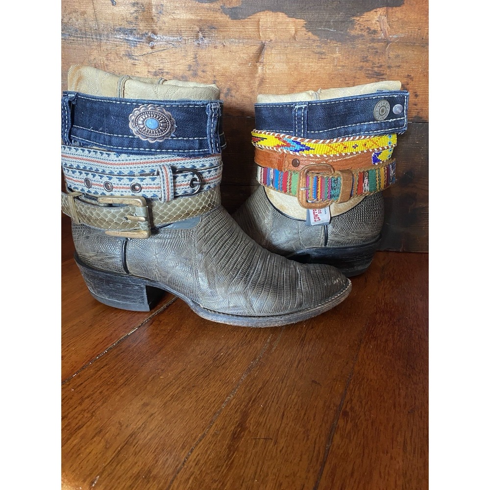 Upcycled Western Lizard  Cowgirl Boots Women's Size 11 Boho Rodeo